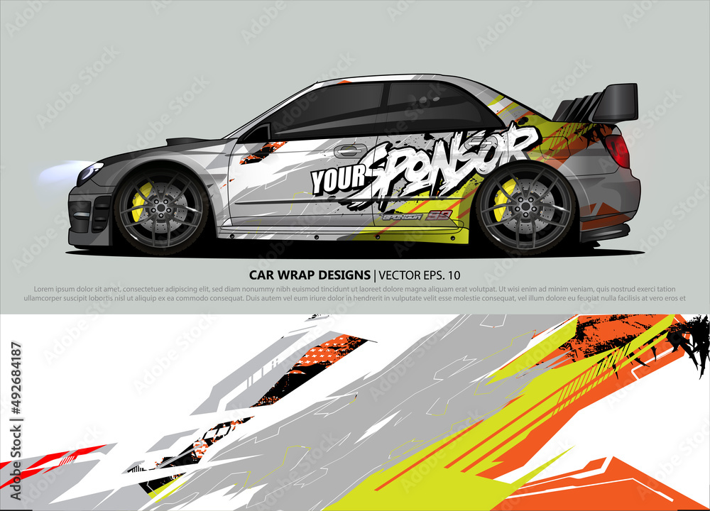 rally car livery design vector. abstract race style background for vehicle vinyl sticker wrap
