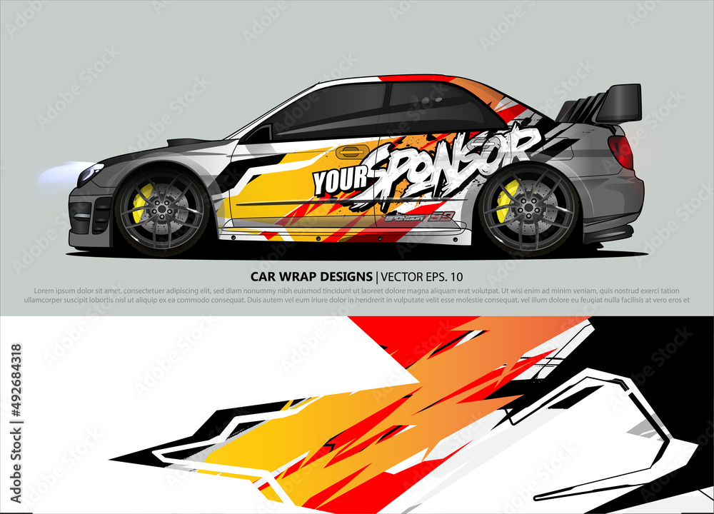 rally car livery design vector. abstract race style background for vehicle vinyl sticker wrap
rally car livery design vector. abstract race style background for vehicle vinyl sticker wrap