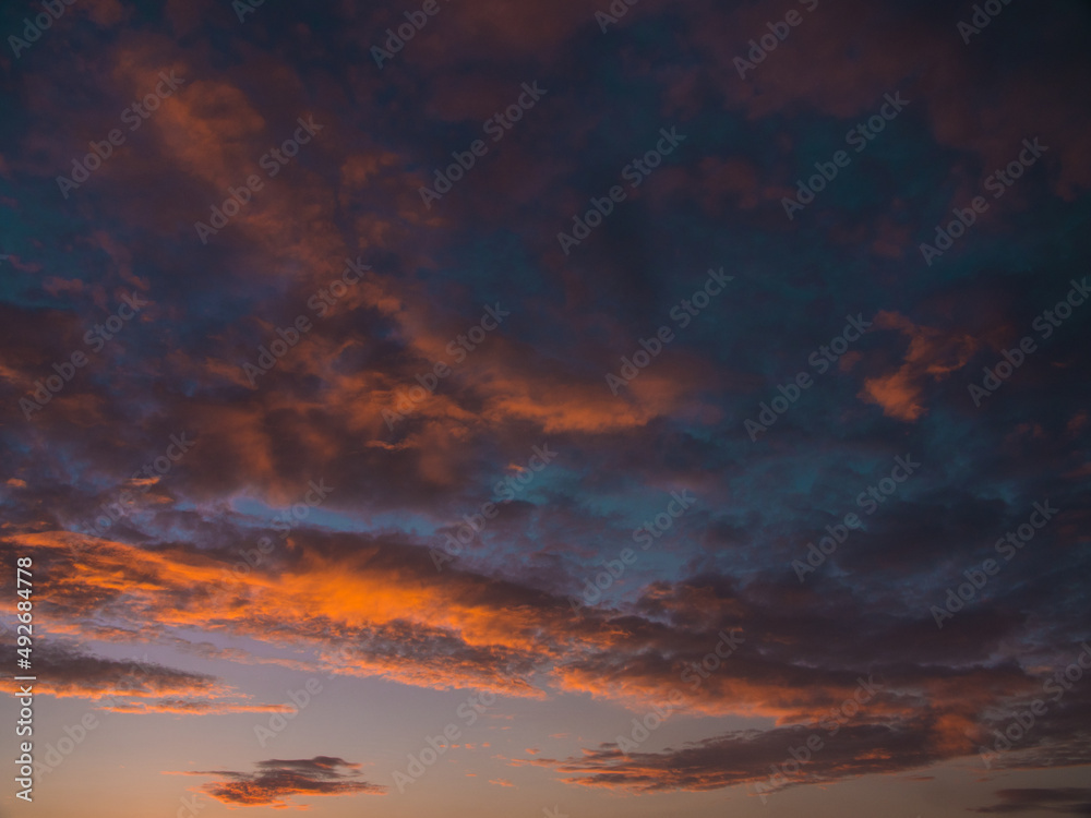 aethereal dreamy sunset with colorful clouds and sky