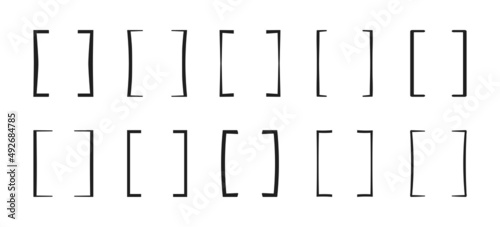 Square brackets set. 10 typographic symbols collection.	