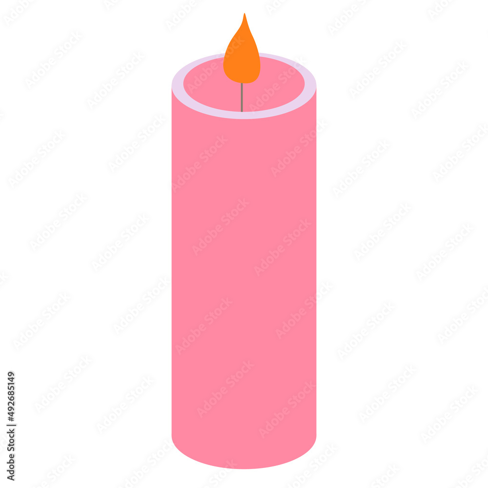 A beautiful minimalist isometric style candle. Stylish 2D candle. Candle for home and leisure. A beautiful minimalist isometric style candle. Stylish 2D candle. Candle for home and leisure.