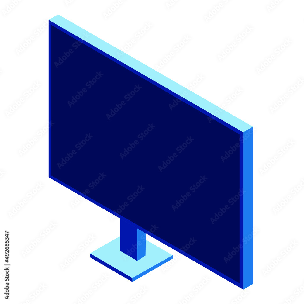 Minimalist computer in ichometric style. Computer for study and work. Computer monitor