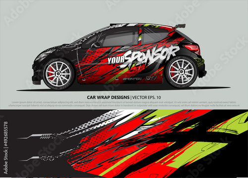 Racing car wrap design vector for vehicle vinyl sticker and automotive decal livery 