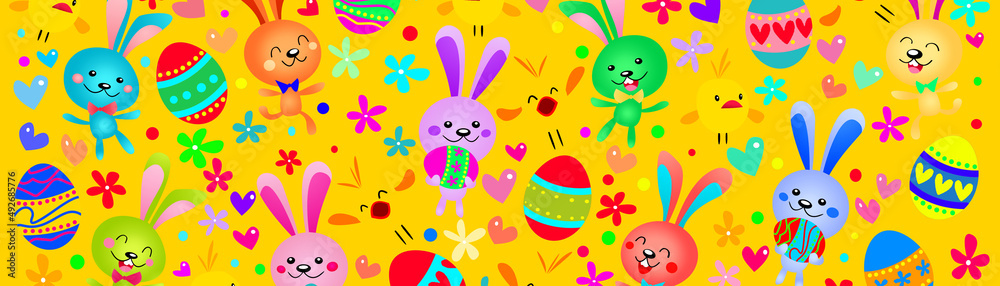 Obraz premium Funny Easter bunny. Happy Easter holiday concept. 3d illustration
