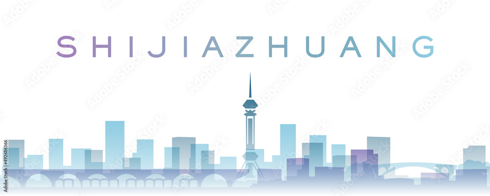 Shijiazhuang Transparent Layers Gradient Landmarks Skyline