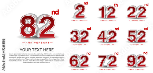 set anniversary logotype premium collection red color isolated on white background