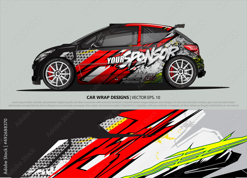 Car wrap decal design vector. abstract Graphic background kit designs for vehicle, race car, rally, livery, sport car Car wrap decal design vector. abstract Graphic background kit designs for vehicle, race car, rally, livery, sport car