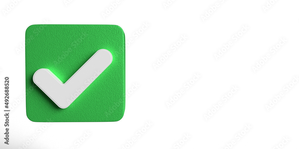 Green color logo element check mark box tick poll vote yes ok approve correct choose right confirm answer true good business technology option discision positive confirm success premium.3d render Green color logo element check mark box tick poll vote yes ok approve correct choose right confirm answer true good business technology option discision positive confirm success premium.3d render