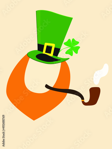 Character cartoon face moustache pide brown hat leaf green color symbol st saint patrick day 17 seventeen march spring march april season celtic lucky culture irish shamrock national festival