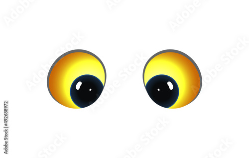 Cartoon cute eyes of a creature, animal or a cat, scared or amazed emotion. Isolated monsters eyes for kids stickers or other children design. Vector cartoon for kids.
