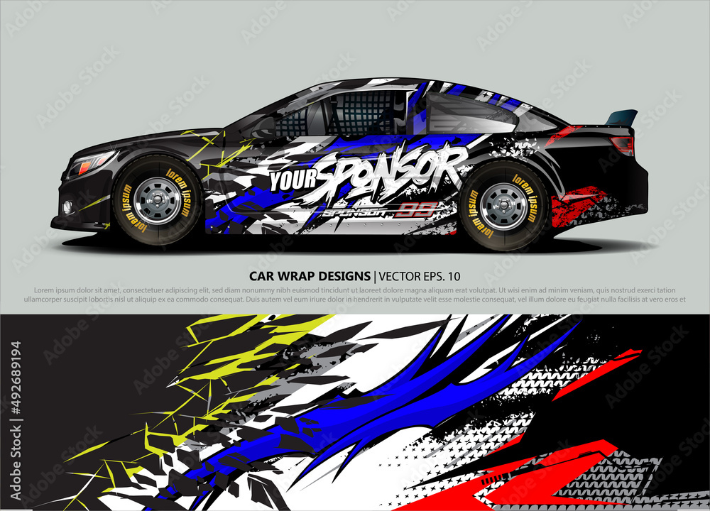 Car wrap decal design vector. abstract Graphic background kit designs for vehicle, race car, rally, livery, sport car Car wrap decal design vector. abstract Graphic background kit designs for vehicle, race car, rally, livery, sport car
