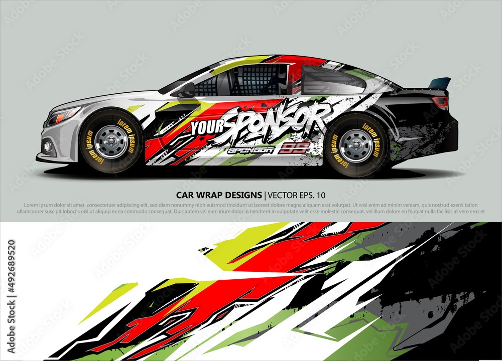 Car wrap decal design vector. abstract Graphic background kit designs for vehicle, race car, rally, livery, sport car Car wrap decal design vector. abstract Graphic background kit designs for vehicle, race car, rally, livery, sport car