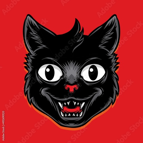 black cat head vector illustration