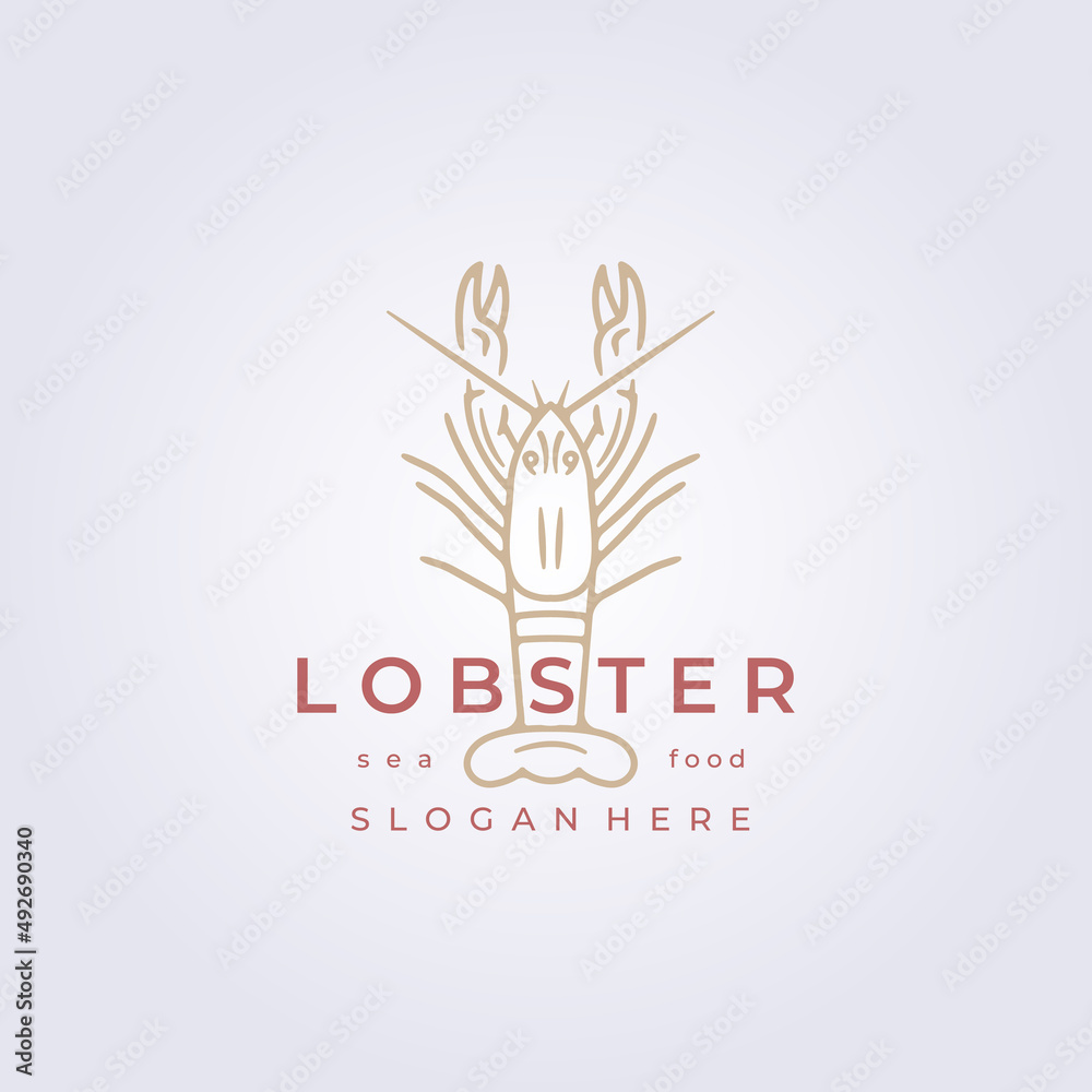 minimal line lobster fresh sea food logo icon symbol label template ...