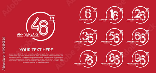 set anniversary logotype premium collection white color multiple line with circle style