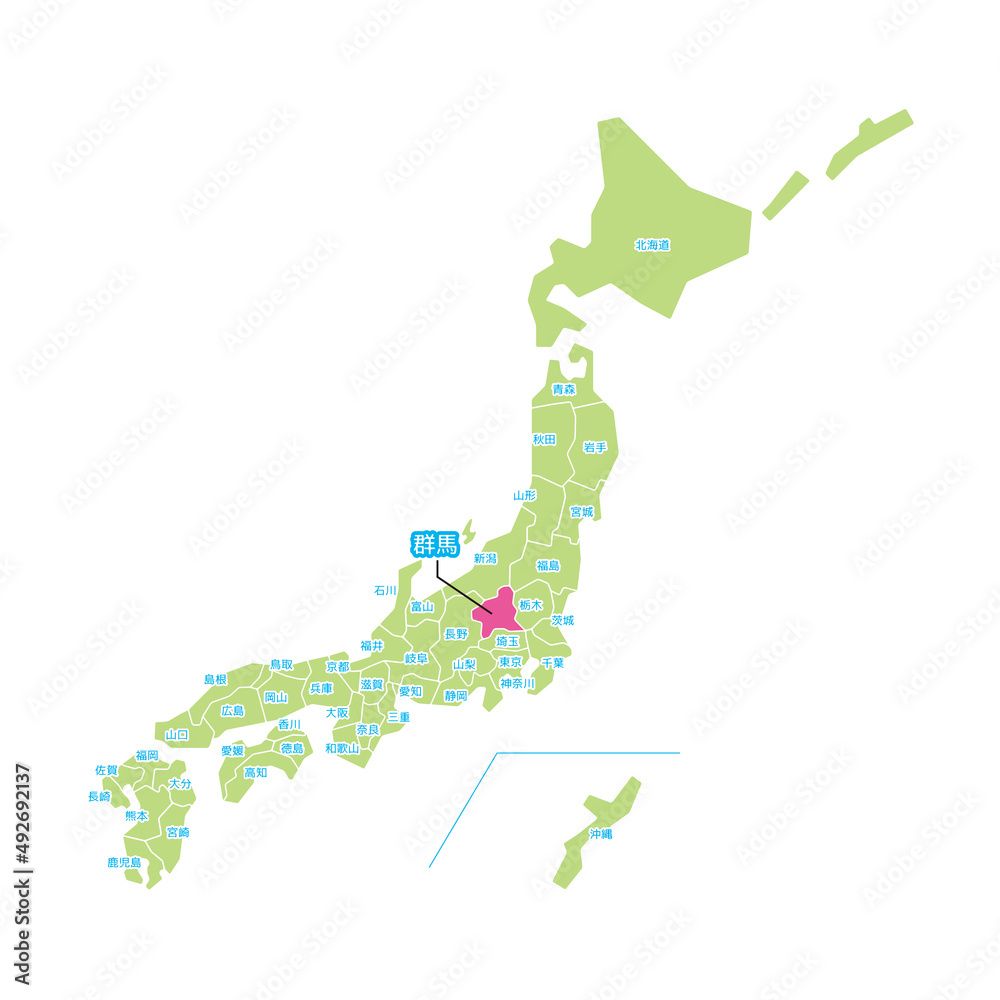群馬県 地図 Stock ベクター Adobe Stock