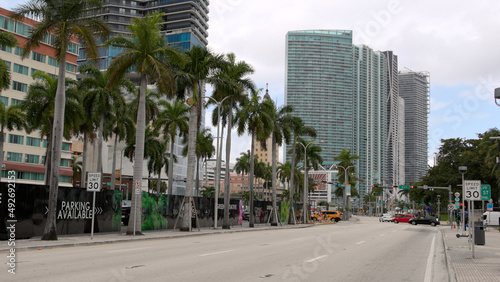 Biscayne Blvd in Miami Downtown © 4kclips