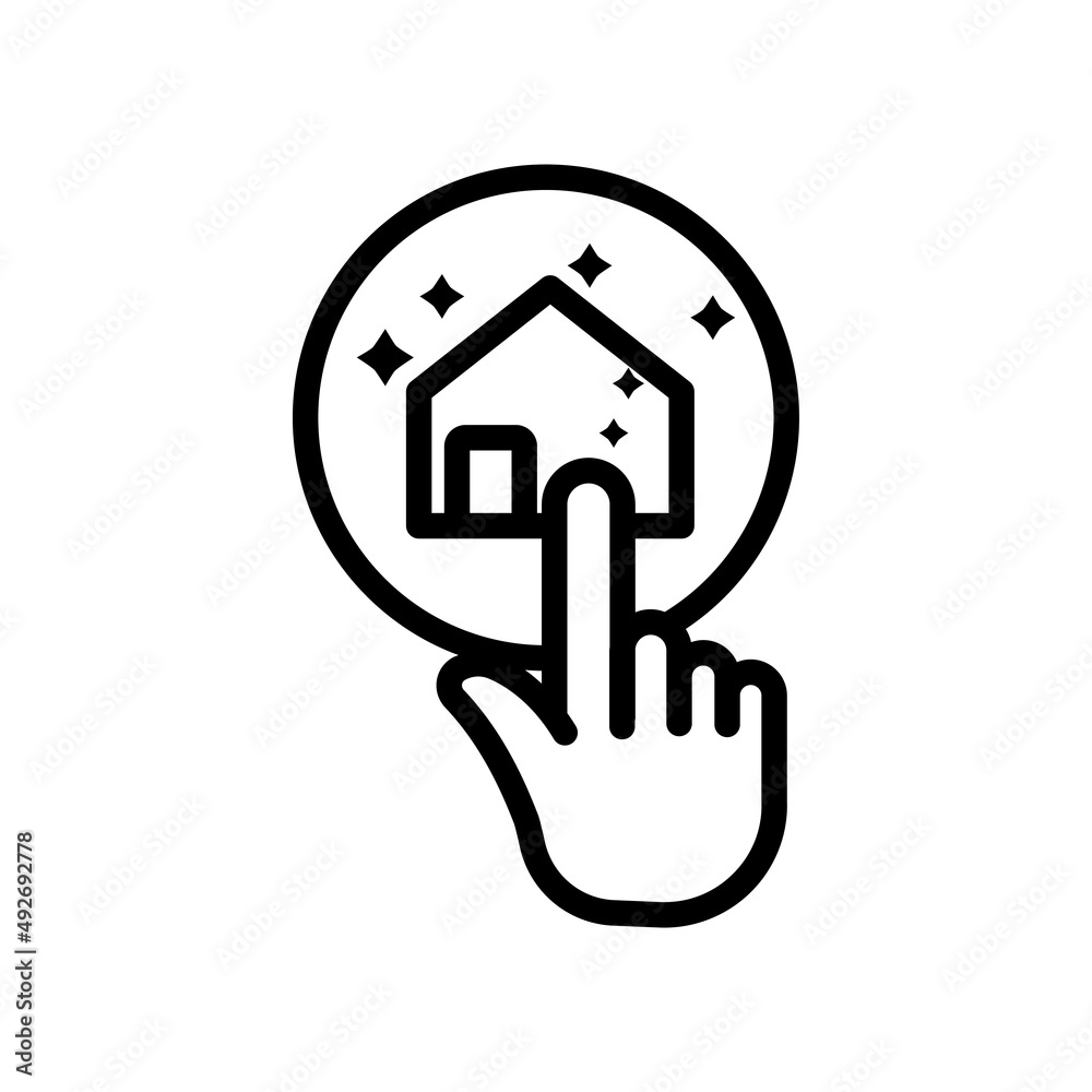 Clean home icon. touch with home. line icon style. suitable for cleanliness icon. simple design editable. Design template vector