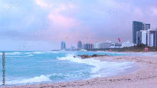 Wonderful blue water at Miami Beach - North Beach © 4kclips