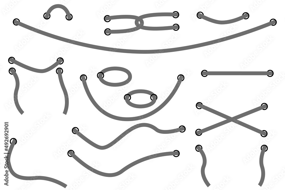 Simple Vector Set Gray Various Rope out from hole Simple Vector Set Gray Various Rope out from hole