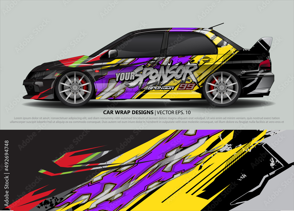 Car wrap decal design vector. abstract Graphic background kit designs for vehicle, race car, rally, livery, sport car
Car wrap decal design vector. abstract Graphic background kit designs for vehicle, race car, rally, livery, sport car