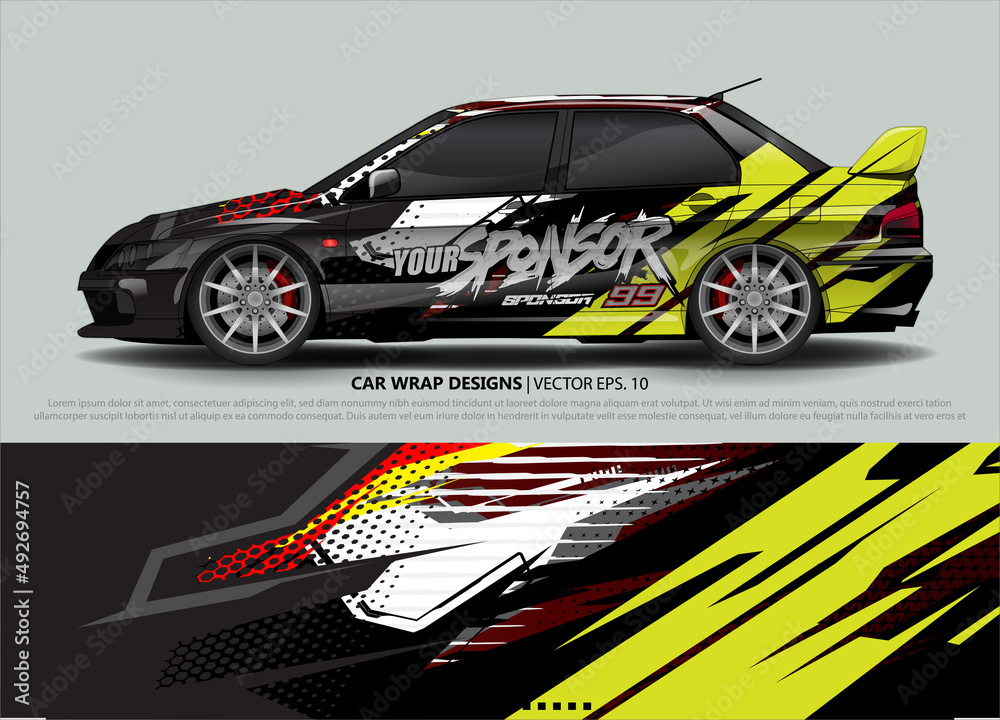 Car wrap decal design vector. abstract Graphic background kit designs for vehicle, race car, rally, livery, sport car
Car wrap decal design vector. abstract Graphic background kit designs for vehicle, race car, rally, livery, sport car