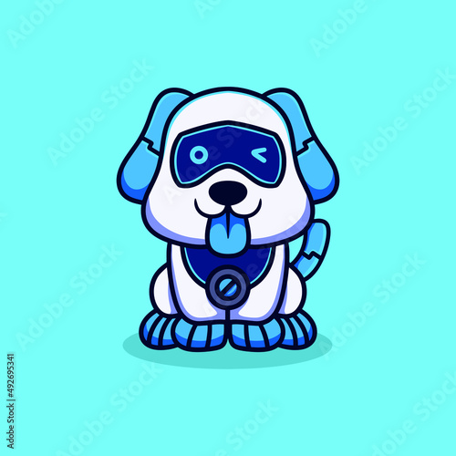 cute dog robot Illustration Icon Vector Cartoon. Premium Isolated Vector Animal Icon Concept. Flat Cartoon Style