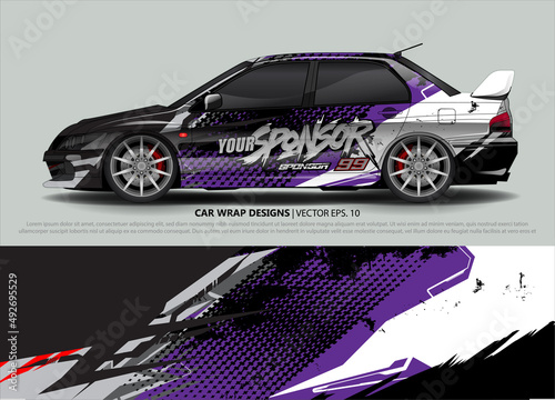 Racing car wrap design vector for vehicle vinyl sticker and automotive decal livery