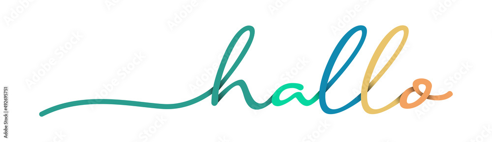 Obraz premium Hallo Hand Drawn Colorful Vector Calligraphy Isolated on White Background.