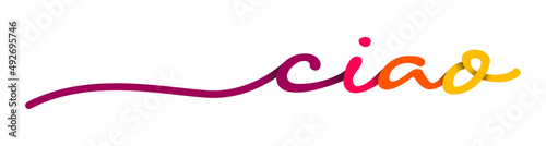 Ciao Hand Drawn Colorful Vector Calligraphy Isolated on White Background.