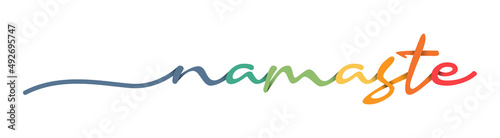Namaste Hand Drawn Colorful Vector Calligraphy Isolated on White Background.