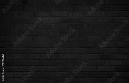 Abstract dark brick wall texture background pattern, Black brick surface design backdrop decoration.