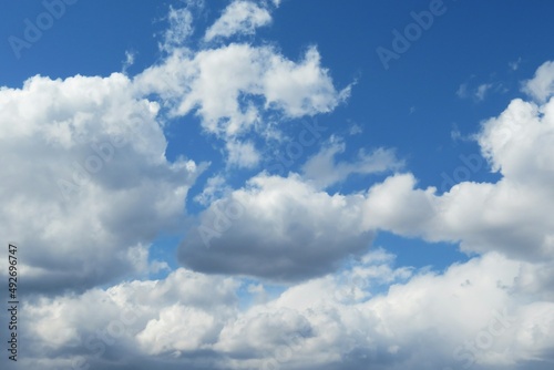 Beautiful fluffy shapes clouds in the sky  natural background