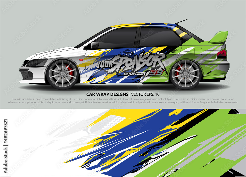 car wrap design. simple lines with abstract background vector concept for vehicle vinyl wrap and automotive decal livery
