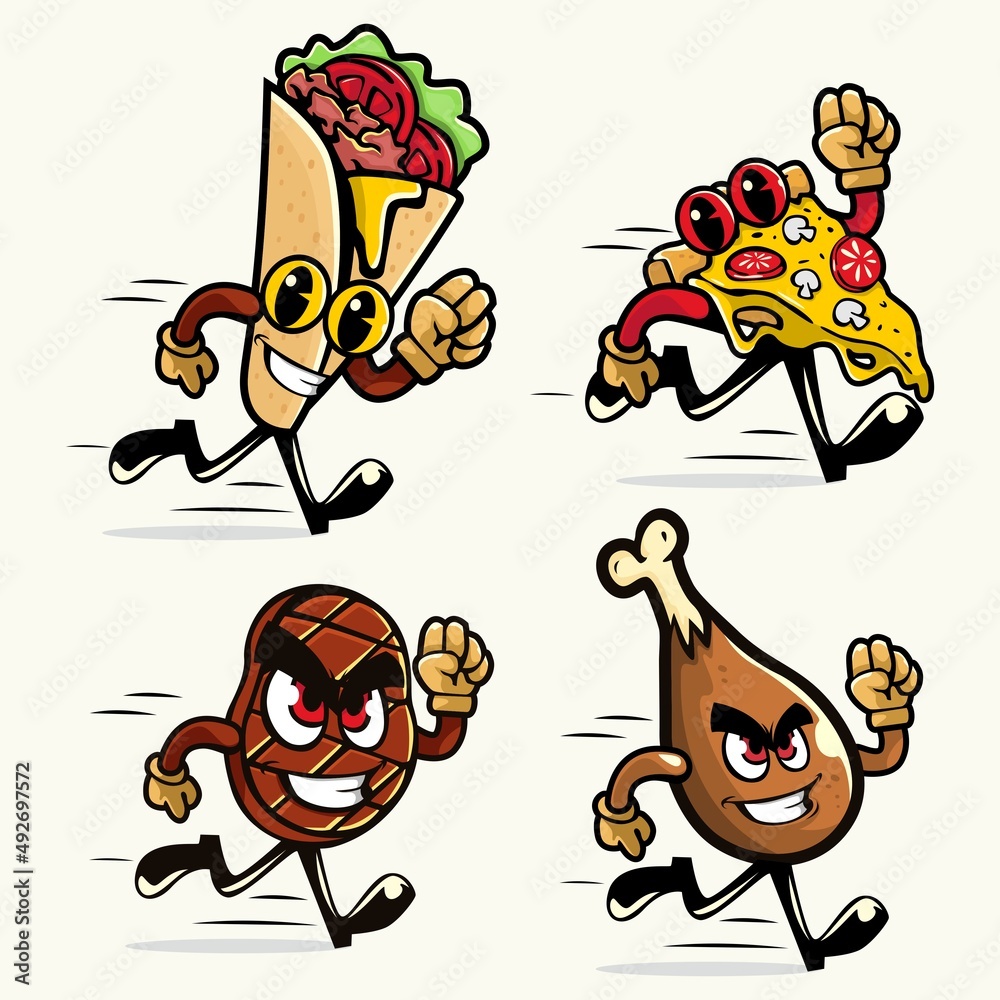 Fast food character illustration collection