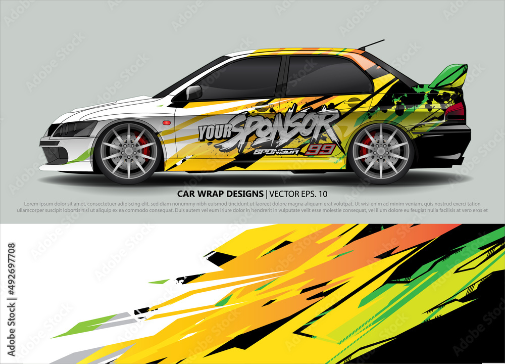 Car wrap decal design vector. abstract Graphic background kit designs for vehicle, race car, rally, livery, sport car Car wrap decal design vector. abstract Graphic background kit designs for vehicle, race car, rally, livery, sport car