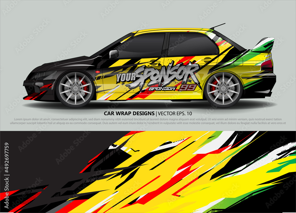 Car wrap decal design vector. abstract Graphic background kit designs for vehicle, race car, rally, livery, sport car Car wrap decal design vector. abstract Graphic background kit designs for vehicle, race car, rally, livery, sport car