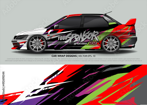 Car wrap decal design vector. abstract Graphic background kit designs for vehicle, race car, rally, livery, sport car