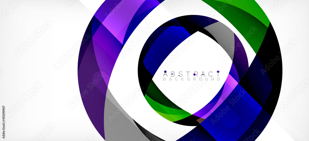 Geometric abstract background. Circle created with overlapping color shapes. Vector Illustration For Wallpaper, Banner, Background, Landing Page Geometric abstract background. Circle created with overlapping color shapes. Vector Illustration For Wallpaper, Banner, Background, Landing Page
