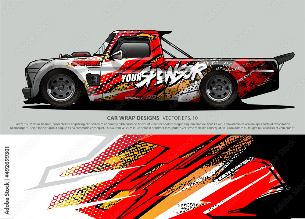 car wrap design. simple lines with abstract background vector concept for vehicle vinyl wrap and automotive decal livery