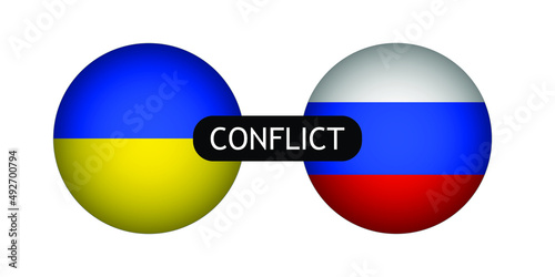 Russian and Ukrainian flag background. Conflict between Russia and Ukraine war concept. Vector background illustration EPS 10