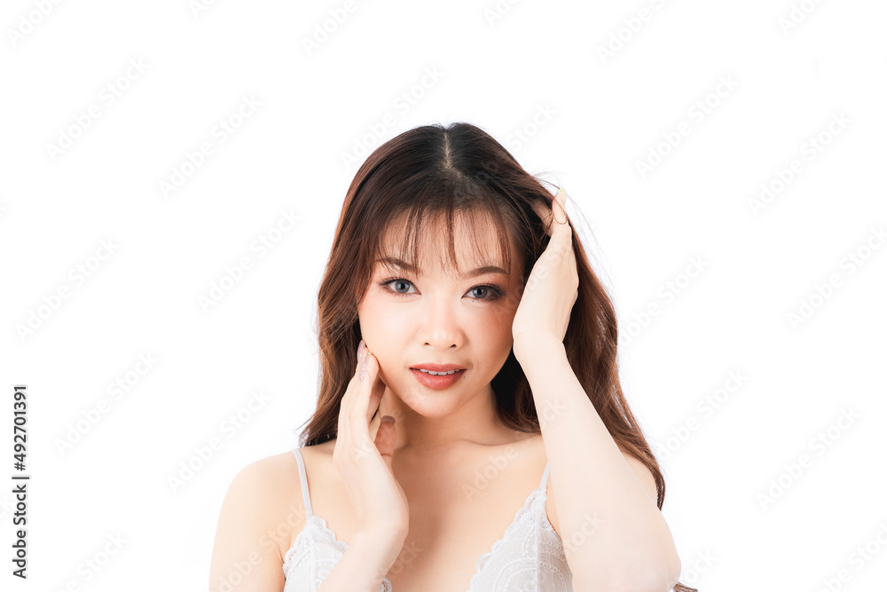 Portrait of Asian beautiful woman with perfect skin. White skin care and spa beauty girl. Portrait of Asian beautiful woman with perfect skin. White skin care and spa beauty girl.