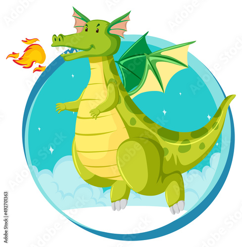 Fantasy dragon character on white background