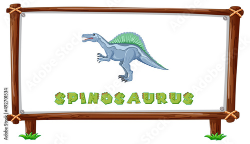 Frame template with dinosaurs and text spinosaurus design inside