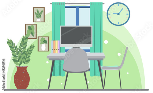 Workroom interior concept in flat design