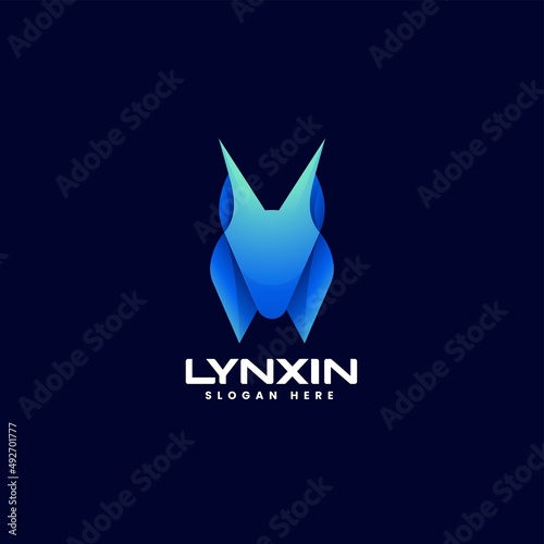 Vector Logo Illustration Lynx Gradient Colorful Style.