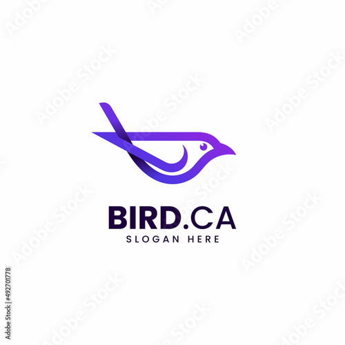 Vector Logo Illustration Bird Line Art Gradient Style.