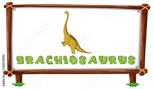 Frame template with dinosaurs and text brachiosaurus design inside