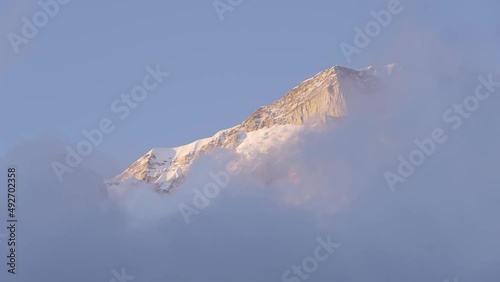 Cloud Canopy Kedar Mountains In Western Garhwal Himalaya, Uttarakhand State In India. Static Shot photo