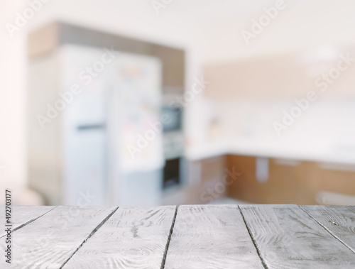 wooden table in the kitchen